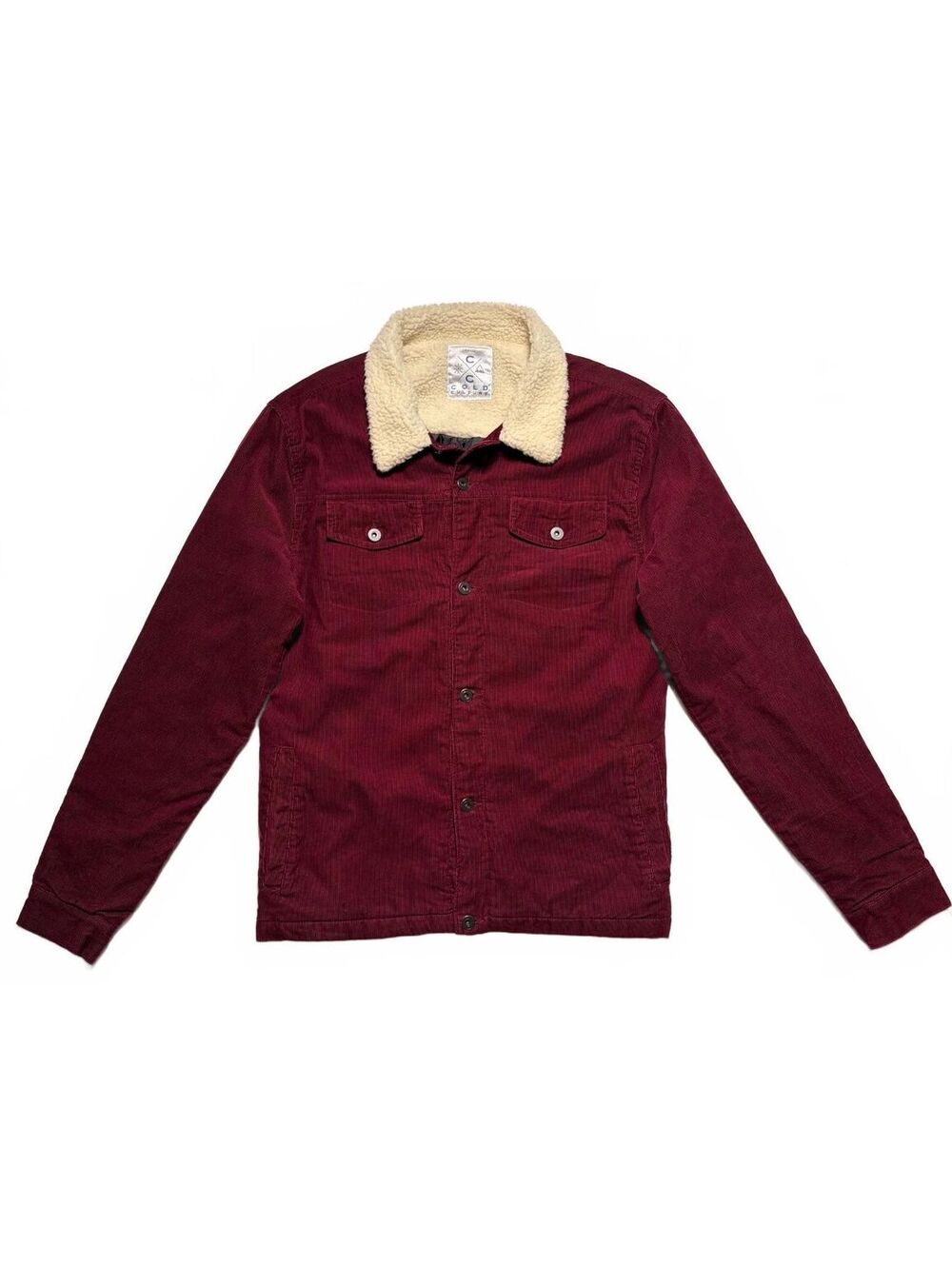 Cold Culture Corduroy Sherpa Jacket Mens Large Burgundy Workwear
